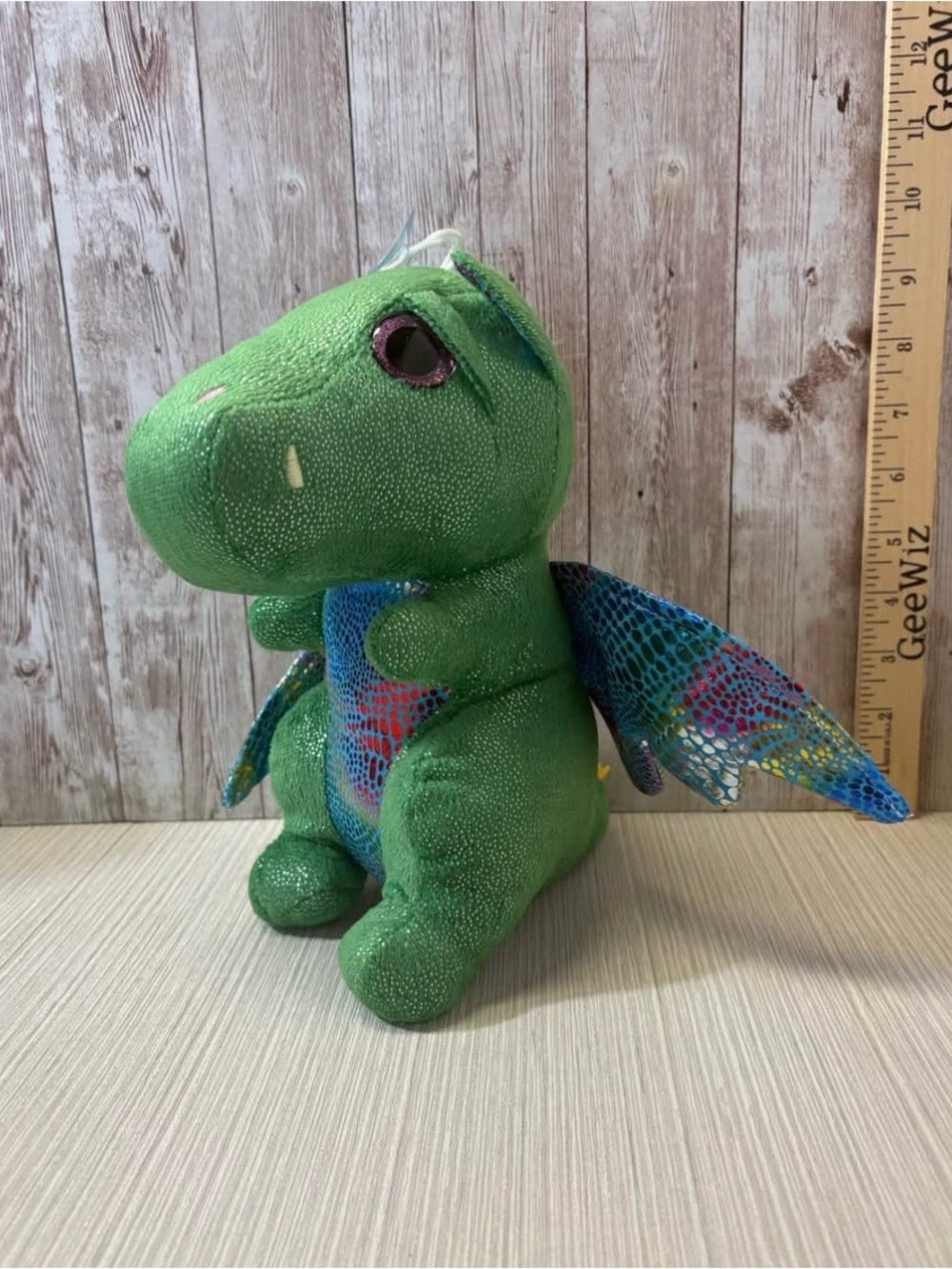 Cute Shimmery Green Dragon with Iridescent Wings